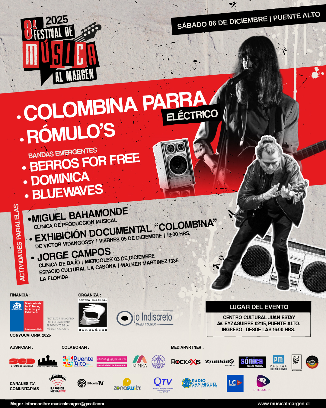 Música al Margen: Colombina Parra y Jorge Campos encabezan su próxima edición